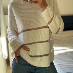 Bershka Off-White Knit Sweater | Relaxed Fit | Size XS